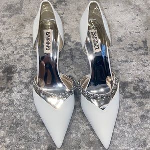 Badly Mischka White Matte Heels